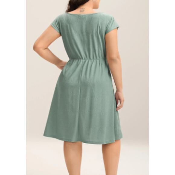 BLOOMCHIC 22-24 3X Plus Sage Green Textured Waist Tie Knit Midi Dress NWT B159 - Picture 2 of 12